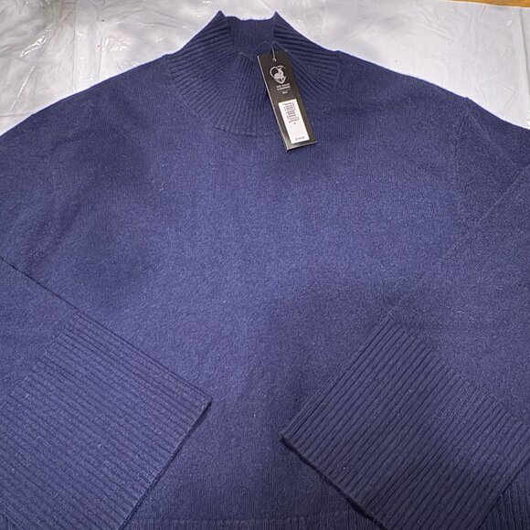 Banana Republic Sz M Cashmere Mock-neck woman Navy Sweter , pullover $170 - Picture 3 of 6